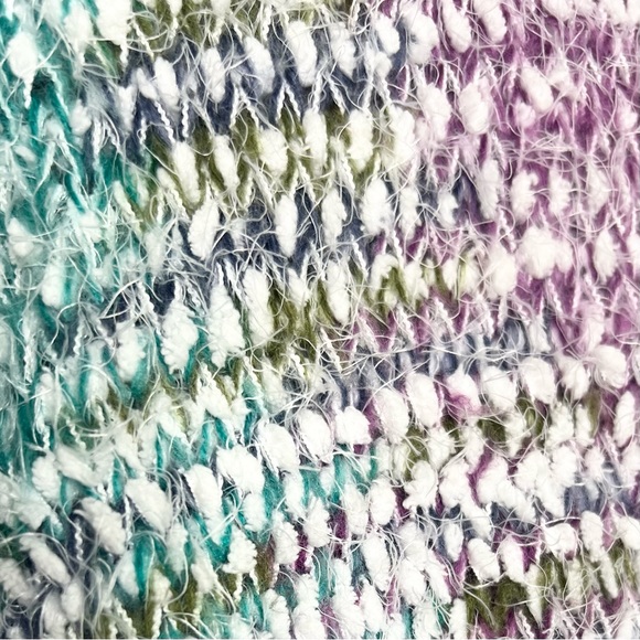 Soft Fuzzy Knit Sweater Purple Blue Green White Size XL - Picture 4 of 9